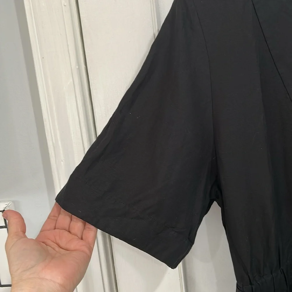 COS Linen Lyocell Belted V Neck Romper Playsuit in Black - Size 12